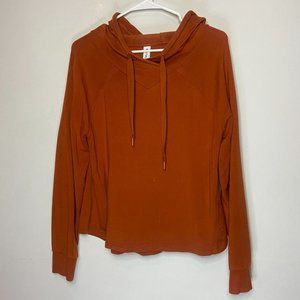 Athleta Women S Boardwalk High Hip Hoodie Canyon Orange Long Sleeve Crop Soft